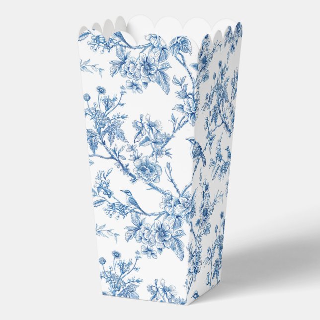 Blaue und weiße Chinoiserie Blumenvögel Geschenkschachtel (Vorderseite)