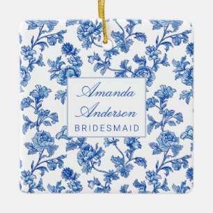 Blaue und weiße Chinoiserie-Brautjungferngeschenk Keramikornament