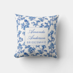 Blaue und weiße Chinoiserie-Brautjungferngeschenk Kissen