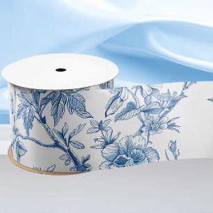 Blaue und weiße Chinoiserie-Brautjungferngeschenk Satinband