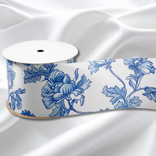 Blaue und weiße Chinoiserie-Brautjungferngeschenk Satinband