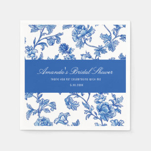 Blaue und weiße Chinoiserie-Brautparty Serviette