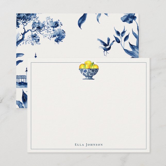 Blaue und weiße Chinoiserie  Dankeskarte (Vorne/Hinten)