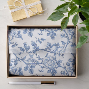 Blaue und weiße Chinoiserie-Decoupage-Muster Seidenpapier