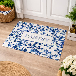 Blaue und weiße Chinoiserie-Speisekammer Fußmatte