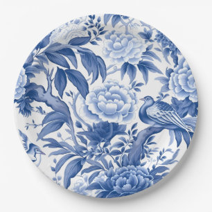 Blaue und Weiße Chinoiserie-Teeparty-Papierplatte Pappteller