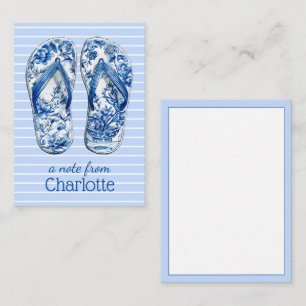 Blaue und weiße Chinoiserie-Wendeschuhe auf Streif Mitteilungskarte