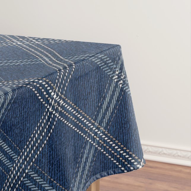 Blaue und weiße Denim-Optik Tischdecke (Beispiel)