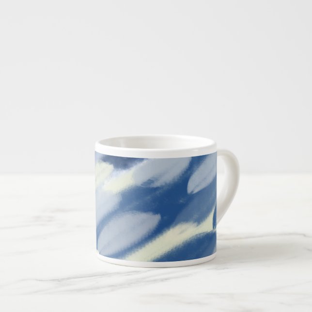Blaue und Weiße Einzigartige Kunst Espressotasse (Vorderseite Rechts)