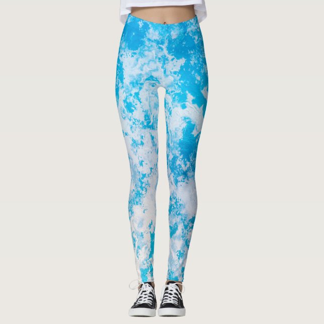 Blaue und weiße Eisoberfläche Leggings (Vorderseite)