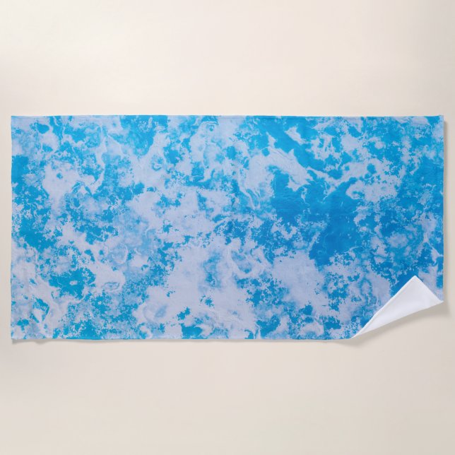 Blaue und weiße Eisoberfläche Strandtuch (Vorderseite)