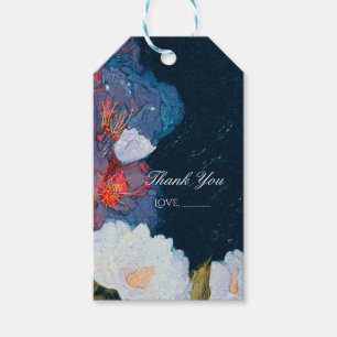 Blaue und weiße elegante moderne schicke Blumen-Fa Geschenkanhänger