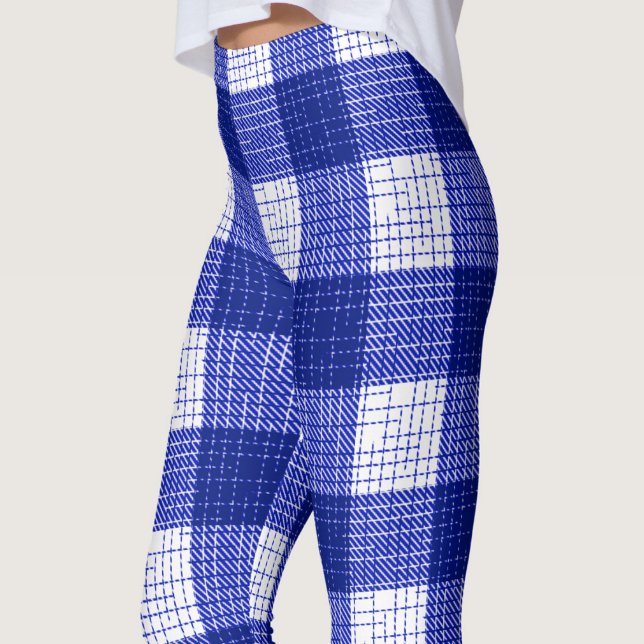 Blaue und weiße, fett karierte Karodesign  Leggings (Von Creator hochgeladen)