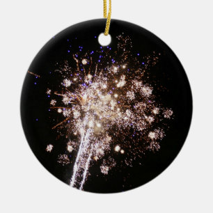 Blaue und weiße Feuerwerke Keramik Ornament