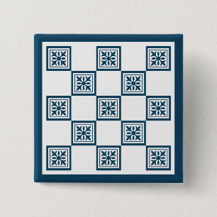 Blaue und weiße Fliesen Button