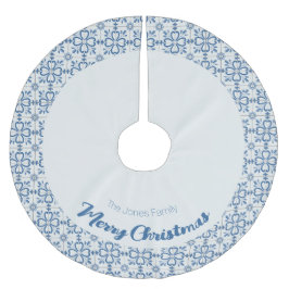 Blaue und weiße Fliesen mit holprigen Blätter und Polyester Weihnachtsbaumdecke