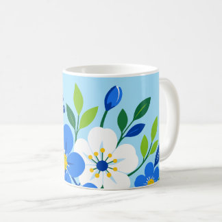 Blaue und weiße florale botanische Illustration Kaffeetasse