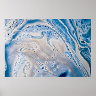 Blaue und weiße flüssige Kunst Poster