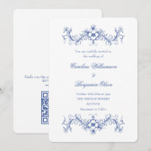 Blaue und weiße französische florale elegante Hoch
