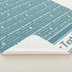 Blaue und weiße frohe Weihnachten Retro-Typografie Sherpadecke