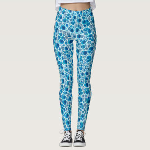 Blaue und weiße Frostfantasie Abstraktes Eismosaik Leggings