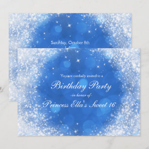 Blaue und weiße funkelnde Cinderella Party für jed Einladung