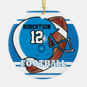 Blaue und weiße Fußball Keramik Ornament