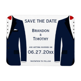 Blaue und weiße Gay-Hochzeit retten Datums-Magnete Magnet