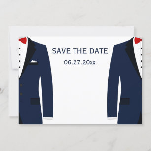 Blaue und weiße Gay-Hochzeit retten Termine Save The Date