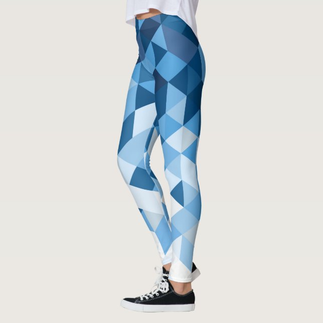 Blaue und weiße geometrische Formen Leggings (Links)