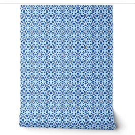 Blaue und weiße geometrische Schneeflocke Tapete