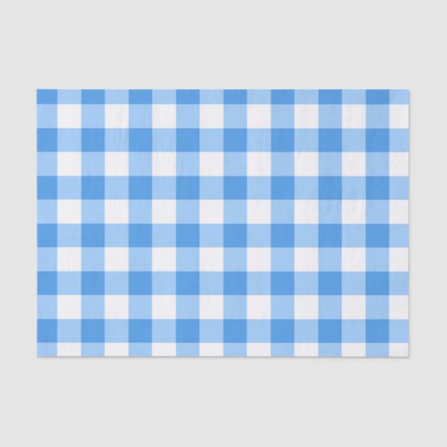 Blaue und weiße Gingham-Karo-Muster Seidenpapier (Vorderseite)