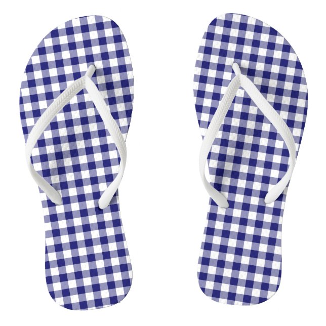 Blaue und weiße Gingham-Karomuster Flip Flops (Fußbett)