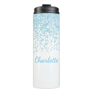 Blaue und weiße Glittery kundenspezifische Thermosbecher