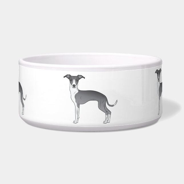 Blaue und weiße Grauhound-Hunde-Hunde Napf (Vorderseite)