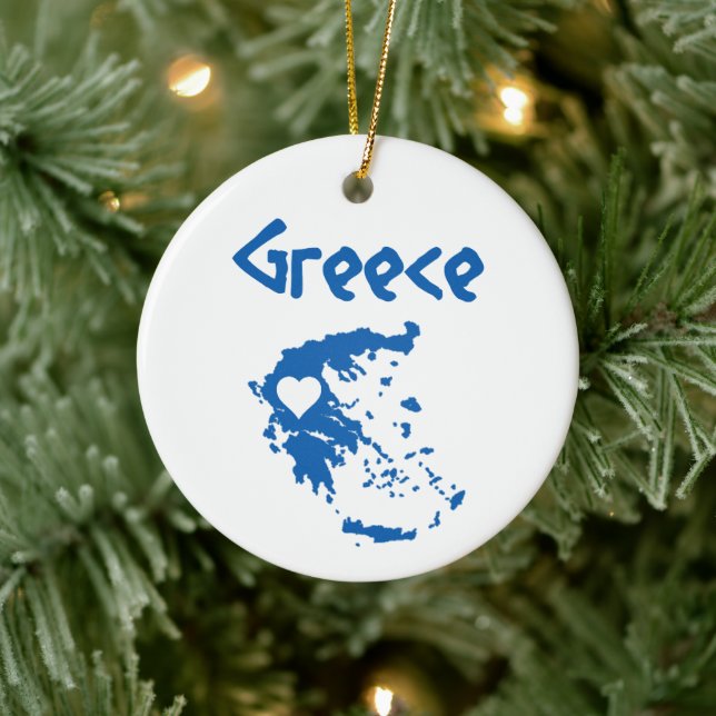 Blaue und weiße griechische Karte Keramik Ornament (Baum)