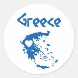 Blaue und weiße griechische Karte Runder Aufkleber