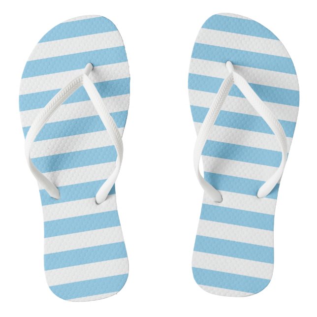 Blaue und weiße, große, horizontale Streifen Flip Flops (Fußbett)