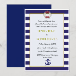 Blaue und weiße Hochzeit Einladung