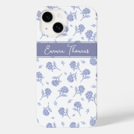 Blaue und weiße Hortensien-Botanical-Toile-Muster Case-Mate iPhone 14 Hülle
