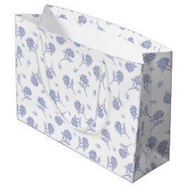 Blaue und weiße Hortensien-Botanical-Toile-Muster Große Geschenktüte