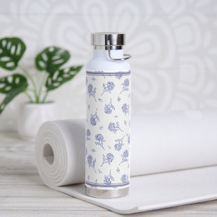 Blaue und weiße Hortensien-Botanical-Toile-Muster Trinkflasche