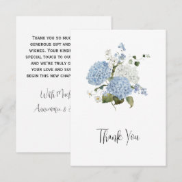 Blaue und Weiße Hortensien Florale Hochzeits-Danke Dankeskarte