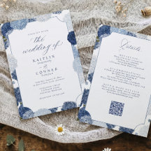Blaue und Weiße Hortensien-Hochzeit Vintage Alles
