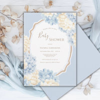 Blaue und weiße Hortensien Vintage-Baby-Party