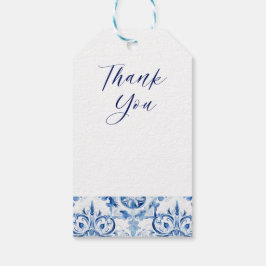Blaue und weiße italienische Aquarellmuster Geschenkanhänger