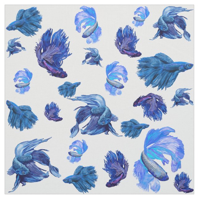 Blaue und weiße Kampffische Stoff (Muster)
