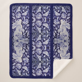 Blaue und weiße Kaninchen Bird Floral Chinoiserie  Sherpadecke