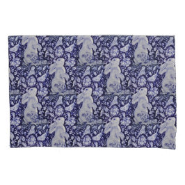 Blaue und weiße Kaninchen Bunny Blume Bird Navy Co Kissenbezug