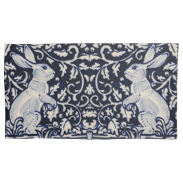 Blaue und weiße Kaninchen Bunny Scroll Nature King Kissenbezug